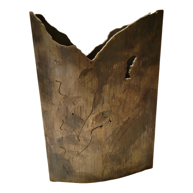 Michael Burns Brutalist Torch Cut Vase For Sale