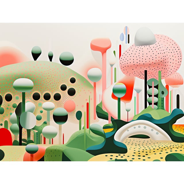 32" X 24" Contemporary 'Landscape' in the Style of Yayoi Kusama - Limited Edition Fine Art Print, Unframed For Sale - Image 4 of 4
