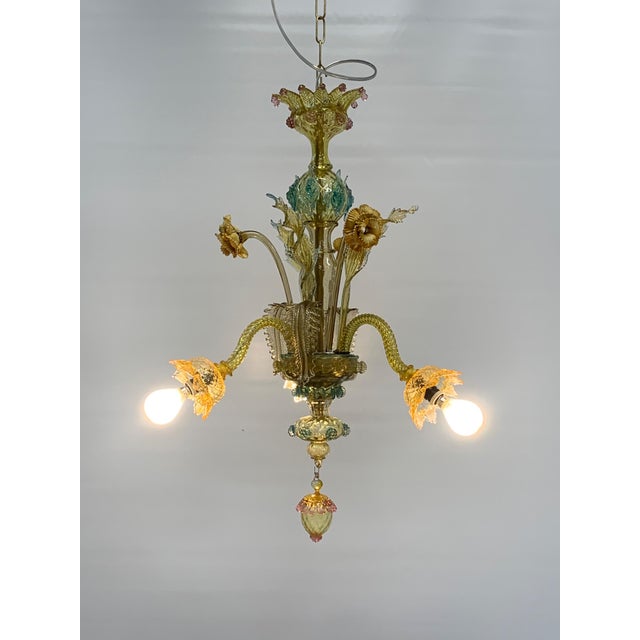 Vintage Murano Chandelier attributed to Galliano Ferro, Italy, 1940s For Sale - Image 3 of 8