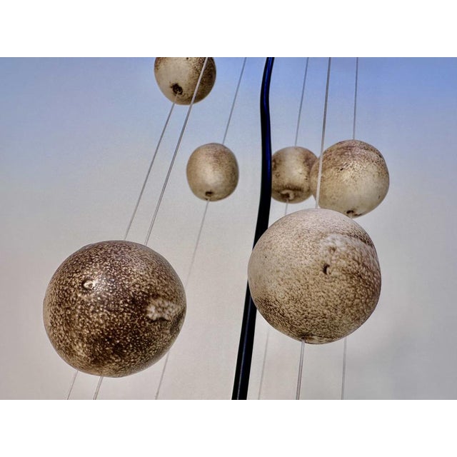 Textile Large Brutalist Studio Ceramic Art Hanging Lamp with Cascading Ceramic Spheres from Bücking-Börnsen, Germany, 1960s For Sale - Image 7 of 18