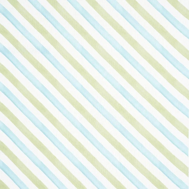 Sample - Schumacher Seaside Stripe Indoor/Outdoor Fabric in Kiwi For Sale
