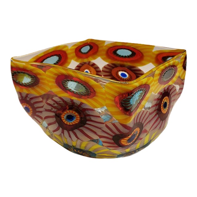 Mario Formentello Murano Glass Bowl Murrine Mosaic Millefiori Signed For Sale