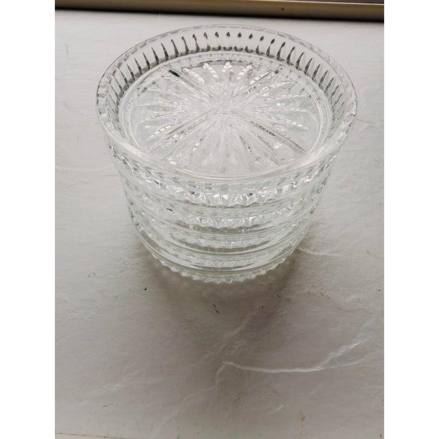 Mid-Century Modern Vintage Princess House Crystal Clear Glass Coasters S/ 5 For Sale - Image 3 of 4