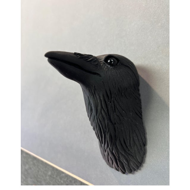 Early 21st Century Karla Walter Ceramic Wall Sculpture of Crow #15 2023 For Sale - Image 5 of 12