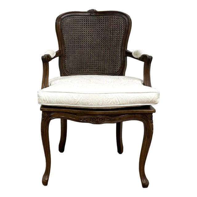 Vintage Louis XV Style Caned Fauteuil Armchair For Sale