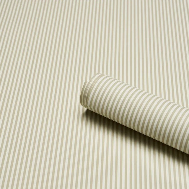 Contemporary SAMPLE - Schumacher Emma Stripe Narrow Wallpaper In Neutral For Sale - Image 3 of 4