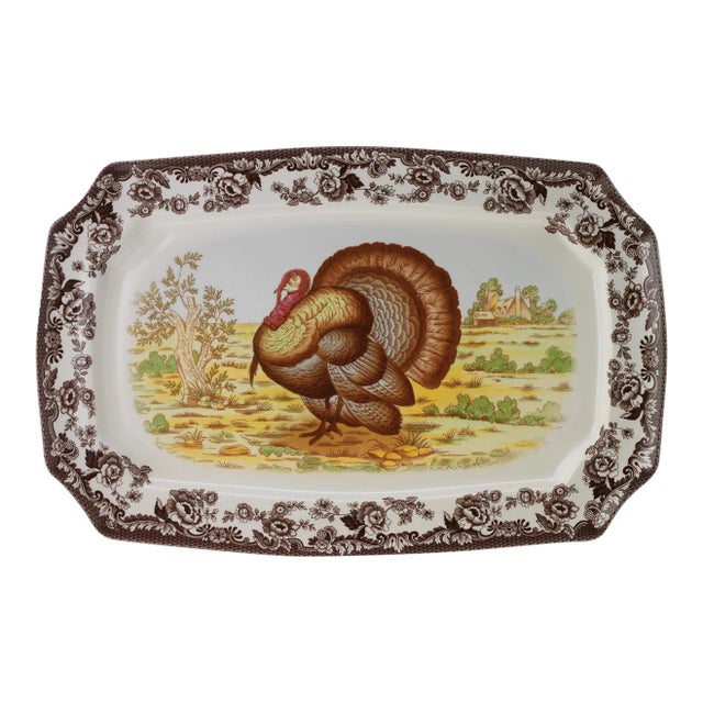 Spode Woodland Turkey Rectangular Platter 17.5" For Sale