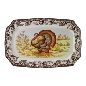 Spode Woodland Turkey Rectangular Platter 17.5"