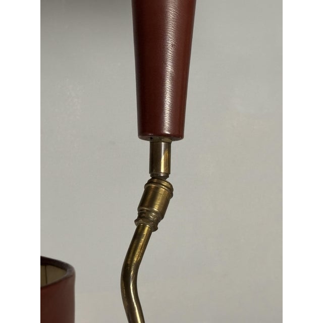 Mid-Century French Red Leather Wrapped Desk Lamp attributed to Jacques Adnet, 1950s For Sale - Image 9 of 18
