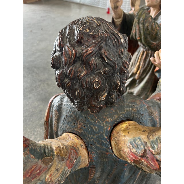 Large Late 20th Century Continental Hand Carved Wood Angels - a Pair For Sale - Image 9 of 11