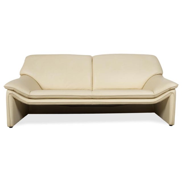 Lauser Atlanta Set Leather Three-Seater Armchair Beige Cream Sofa Couch, Set of 2 For Sale - Image 4 of 18