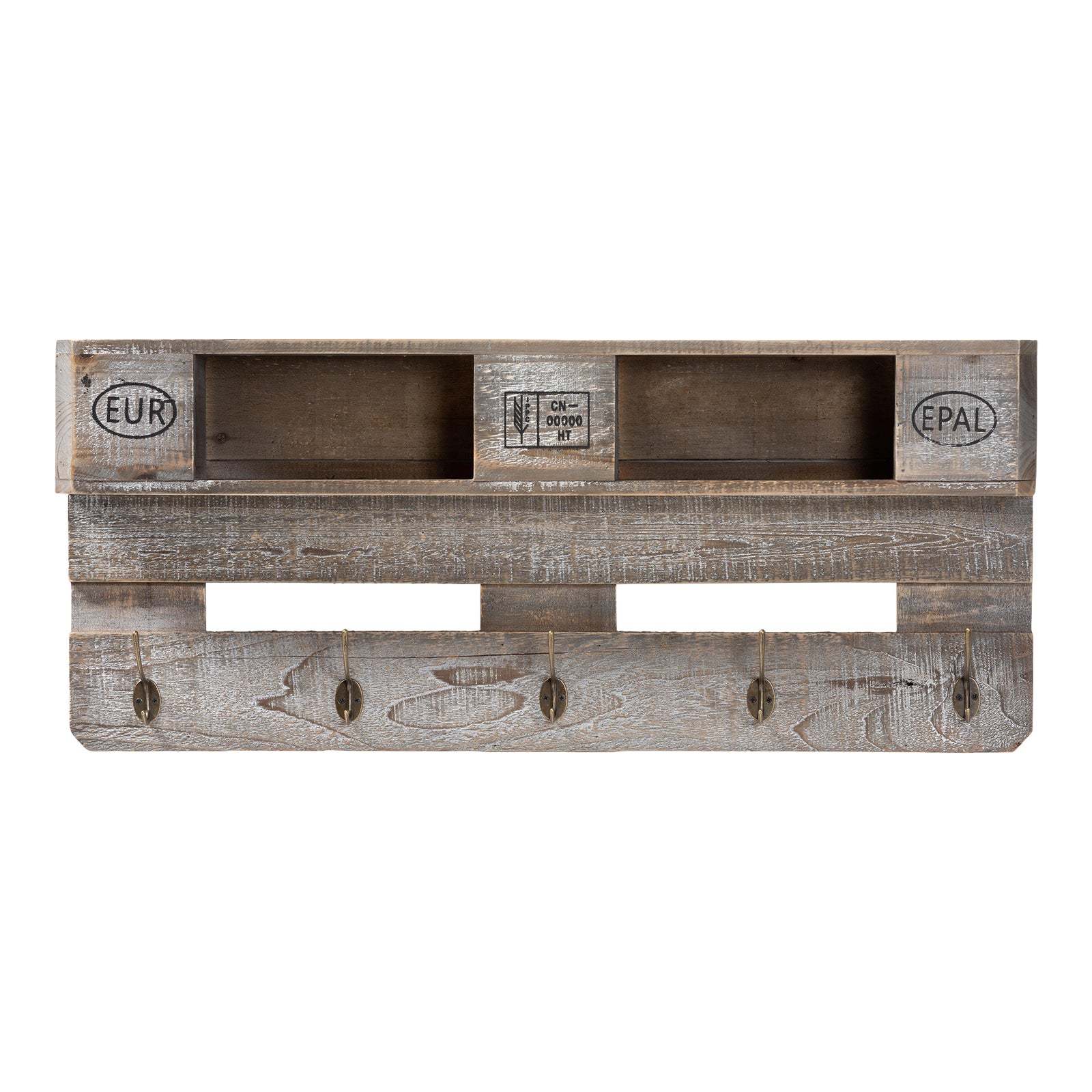 Vintage Rustic Whitewashed Grey Oak Finished Wood Wall Mounted Coat ...