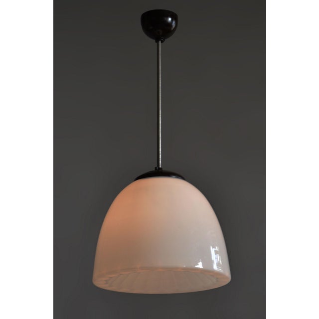 Mid-Century Modern Pendant Light in Chrome and Steel with Opal Glass, Czech, 1960s For Sale - Image 6 of 8