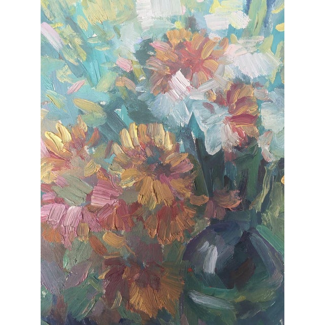 Oil Painting Vase With Flowers Peter Tovpev For Sale - Image 6 of 11