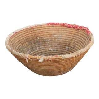 Harvest Basket With Old Textile Rim For Sale