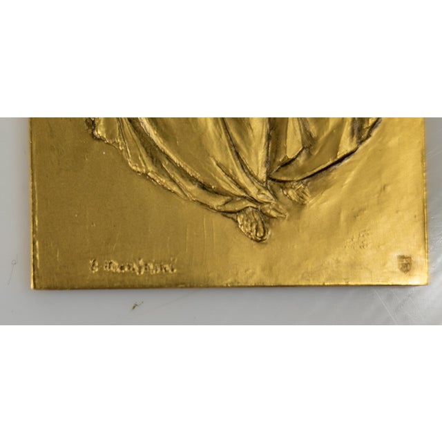 Mid 20th Century Mid-Century Italian Gilt Bronze Religious Plaque in Case by Enrico Manfrini For Sale - Image 5 of 13