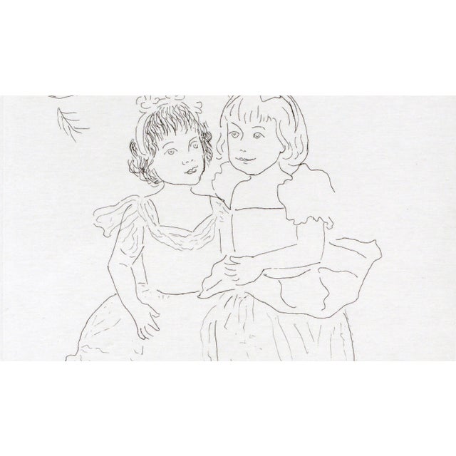 Late 20th Century Figurative Etching of Two Girls in Gowns, Line Drawing by Dorian Krausz For Sale - Image 5 of 6