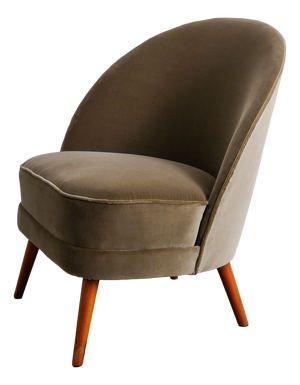 Mid-Century Modern Swedish Asymmetrical Chair in Green Brown Velvet by Arne Norell, 1950s