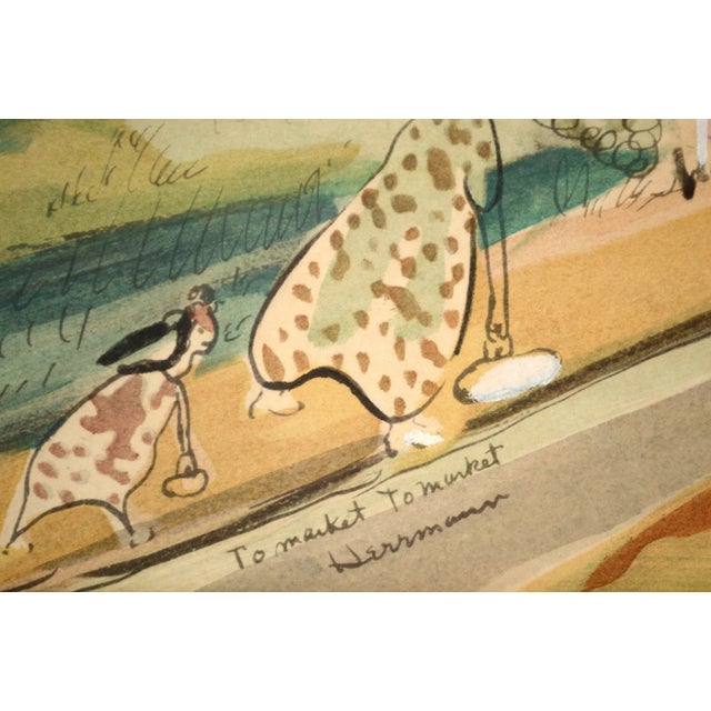 Early 20th Century "To Market to Market" Figurative Brooklyn Cityscape Painting by Frank Simon Herrmann, Framed For Sale - Image 9 of 11