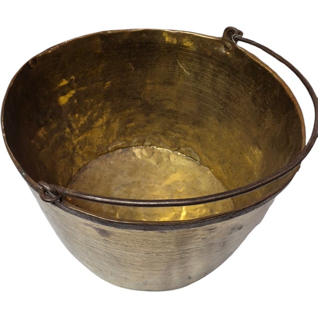 Mid 19th Century Exceptional Hand-Forged Brass Kettle 14.5" Dia For Sale - Image 4 of 6