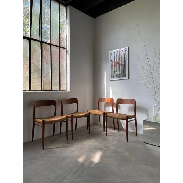 Model 75 Straw Chairs by Niels Otto Møller, 1950s, Set of 4 For Sale - Image 4 of 18