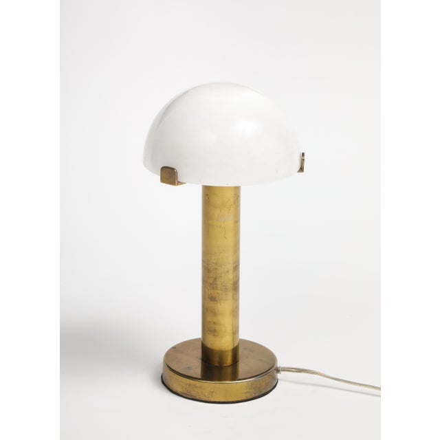 Glass Brass Table Lamp With Frosted Glass Dome Shade For Sale - Image 7 of 7