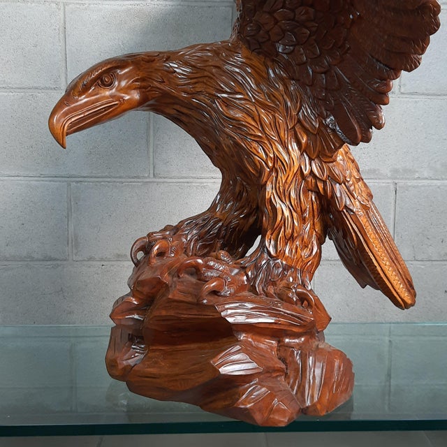 Large Golden Eagle Sculpture, 2000s, Wood For Sale - Image 13 of 18