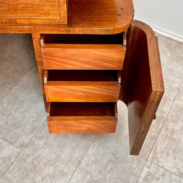 Art Deco Burl Wood Center Desk with Glass Insert, Italy, 1940s For Sale - Image 13 of 15