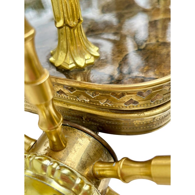 Gold Mid-Century Brass & Tortoise Bar Cart in the Style of Maison Jansen For Sale - Image 8 of 18