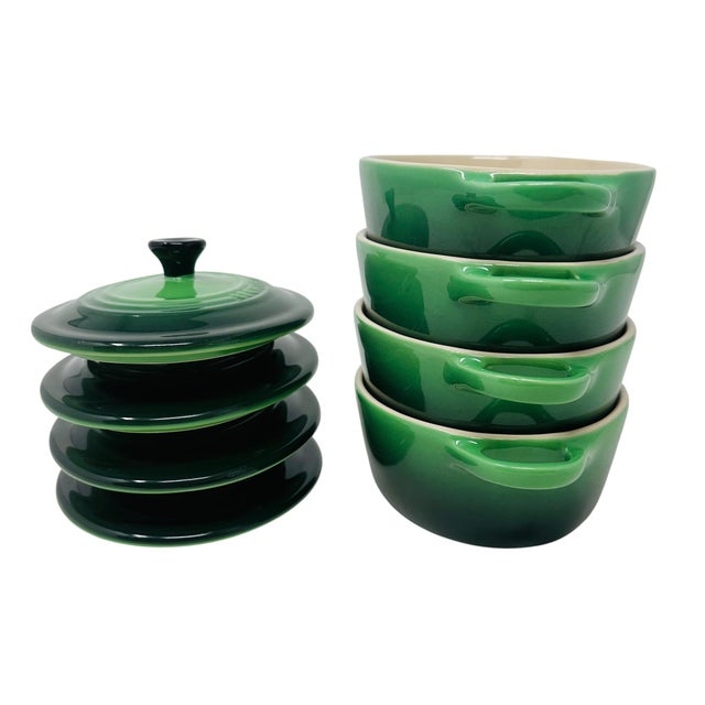 Green Le Creuset 12oz Petite Oval Casseroles in Bamboo Green - Set of 4 For Sale - Image 8 of 11