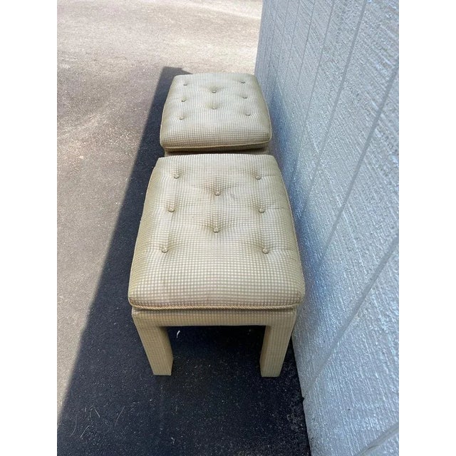 Pair of Billy Baldwin Style Silk Pillow Top Ottomans or Stools For Sale - Image 11 of 13