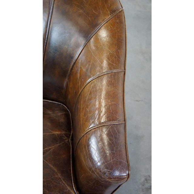 Brown Vintage Leather Lounge Chair For Sale - Image 8 of 15