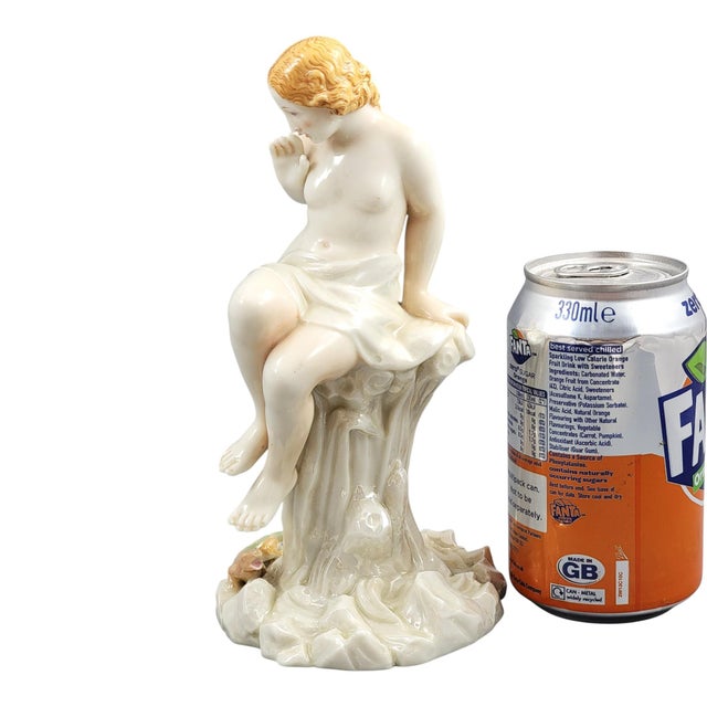 Iridescent Porcelain Sculpture of a Maiden and Lizard from Royal Worcester, 1870 For Sale - Image 12 of 13