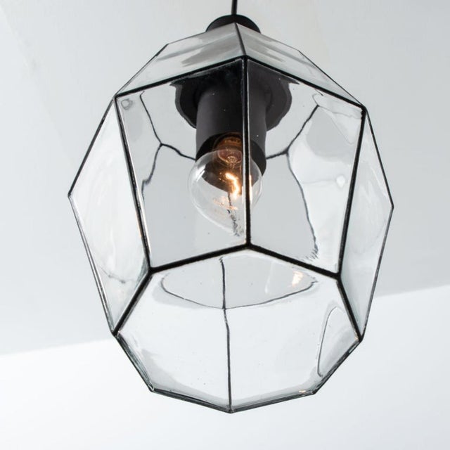 Black Geometric Iron and Clear Glass Hanging Light from Limburg, 1960 For Sale - Image 8 of 15