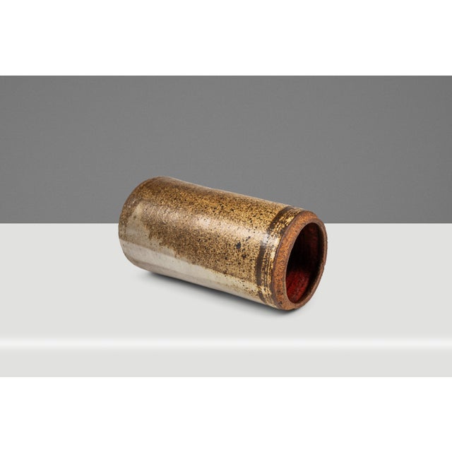 Brown Large Mid-Century Japanese Modern Stoneware Studio Pottery Glazed Vase / Vessel, Japan, C. 1970s For Sale - Image 8 of 15