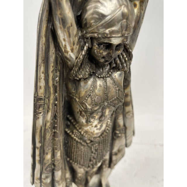 Laminated Liberty Woman Statuette in Silver, 1920s For Sale - Image 6 of 12