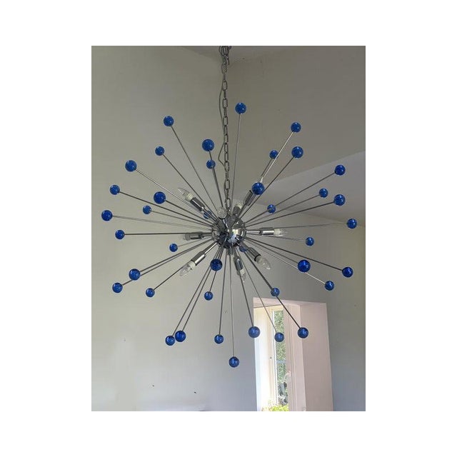 Blue Star Murano Glass Sputnik Chandelier by SimoEng For Sale - Image 6 of 14