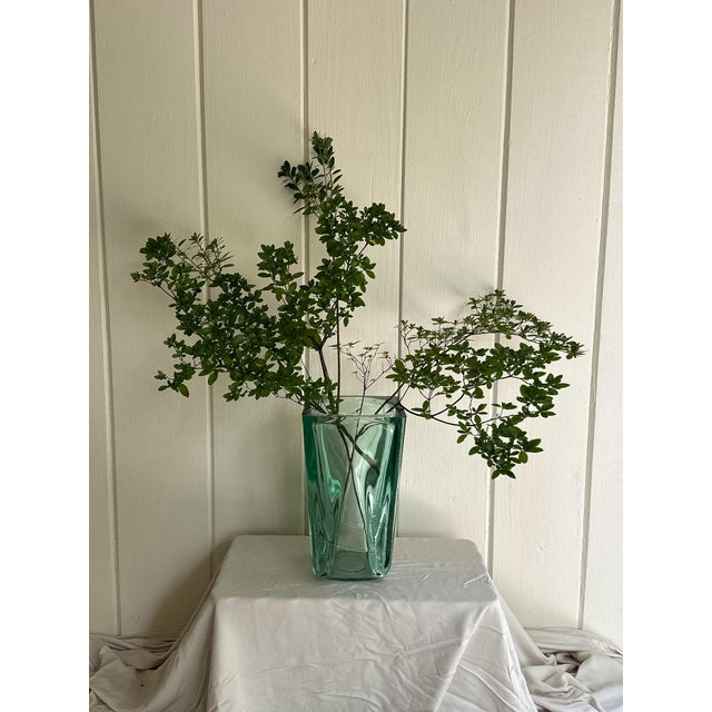 Blenko Vintage 1960s Blenko Style Green Cast Glass Sculptural Vase For Sale - Image 4 of 5