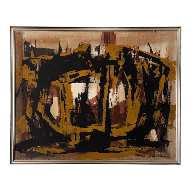 Hilton Leech, Earthquake, Abstract Mixed Media Painting, 1960s For Sale