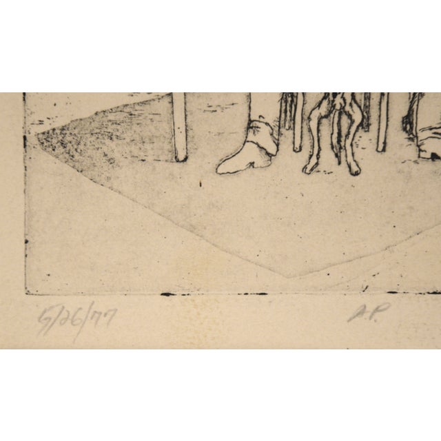 1970's Figurative Home Interior Etching, Portrait of a Couple With Dogs by Stephen Martin For Sale In Monterey, CA - Image 6 of 7