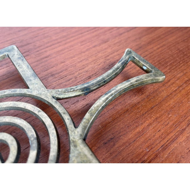 Gold Art Deco Bronze Trivet Coaster with Solomon Knot Design For Sale - Image 8 of 12