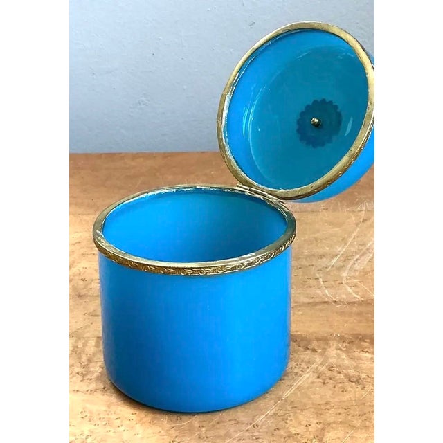 Vintage French Opaline Round Box For Sale - Image 11 of 12