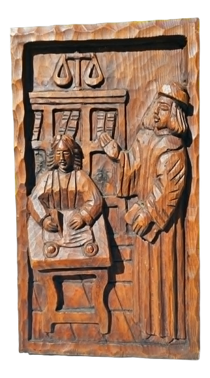 Art Deco Wooden Pharmacy Plaque with Carved Bas-Relief, 1920s