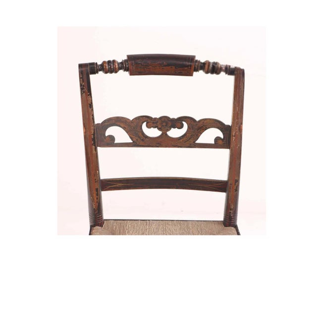 Wood Set of Ten Hitchcock Ebonized Ladderback Dining Chairs With Rush Seats, 19th Century For Sale - Image 7 of 7