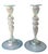 Steuben Glass Pair of Steuben Glass Verre De Soie Candlestick Aquamarine Blue Trim For Sale - Image 4 of 5