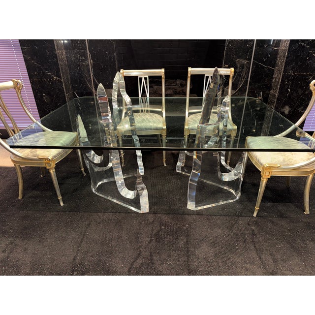 1970s Rare Lucite/Glass Dining Table and 6 Chairs For Sale - Image 9 of 11