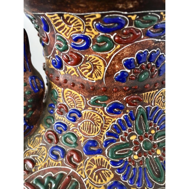 Raised Japanese Satsuma Style Asian Fish Vase Jug Urn For Sale - Image 4 of 13