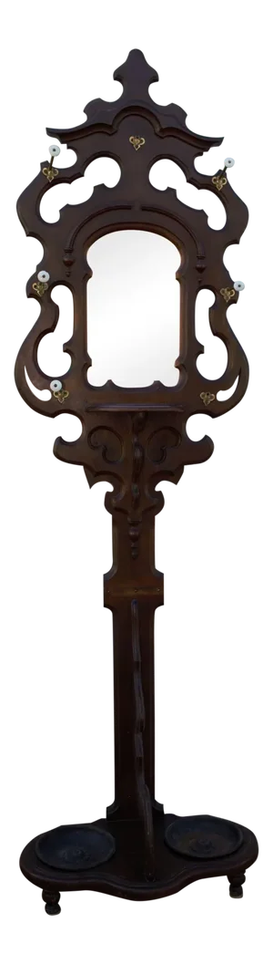 Antique Victorian Hall Tree With Mirror and 2 Umbrella Stands