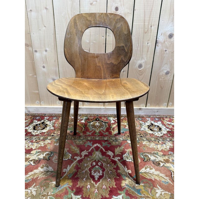 Vintage Baumann Eye Model Chairs in Wood, 1950s, Set of 4 For Sale - Image 9 of 13