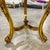 French French-Style Gilded Side Table Set of 2 – Beige Marble Top With Gold Leaf Floral Details For Sale - Image 3 of 8